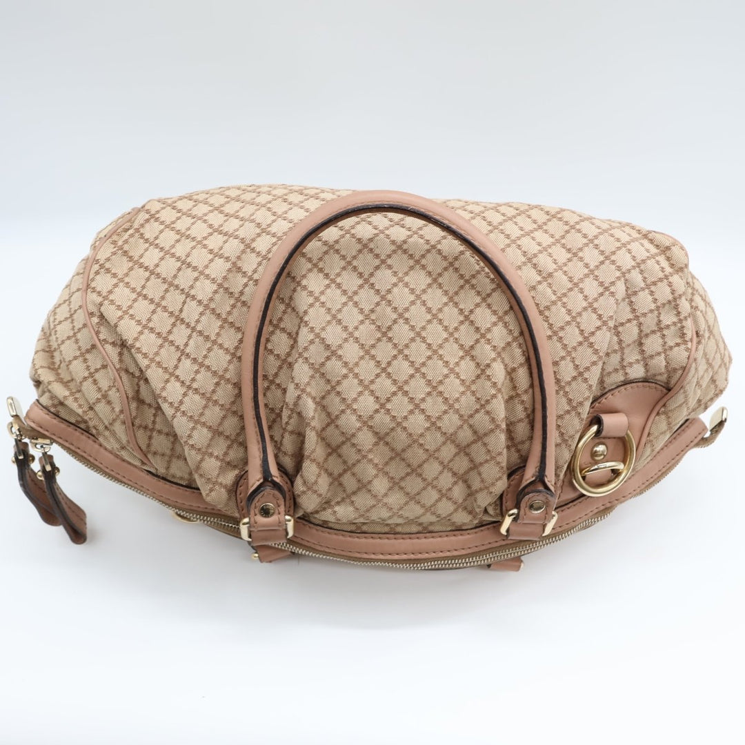 Gucci GG Beige Diamante Canvas Sukey Satchel Handbag - Lux Central