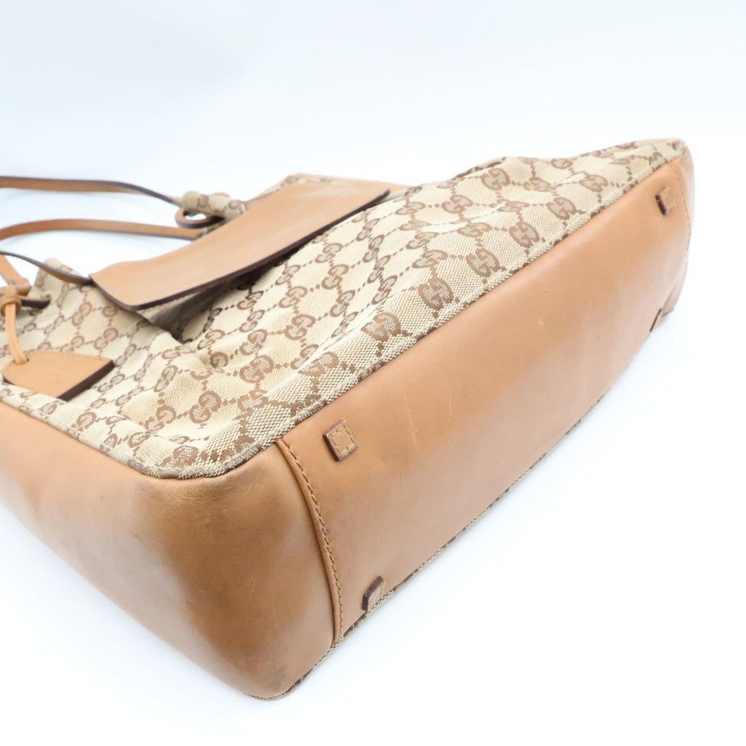 Gucci GG Beige Monogram Tote Handbag W/ Pouch - Lux Central