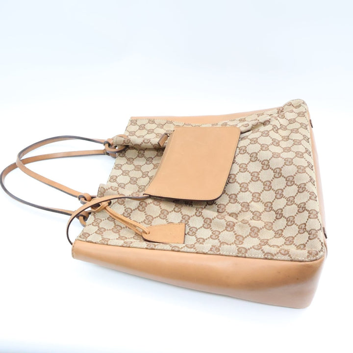 Gucci GG Beige Monogram Tote Handbag W/ Pouch - Lux Central
