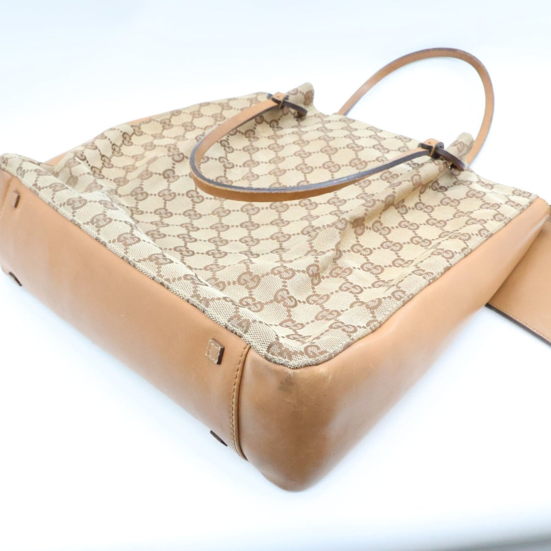 Gucci GG Beige Monogram Tote Handbag W/ Pouch - Lux Central