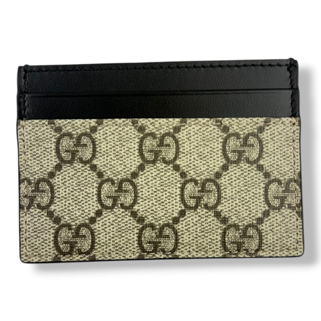 Gucci GG Beige/Black Monogram Leather Cardholder - Lux Central