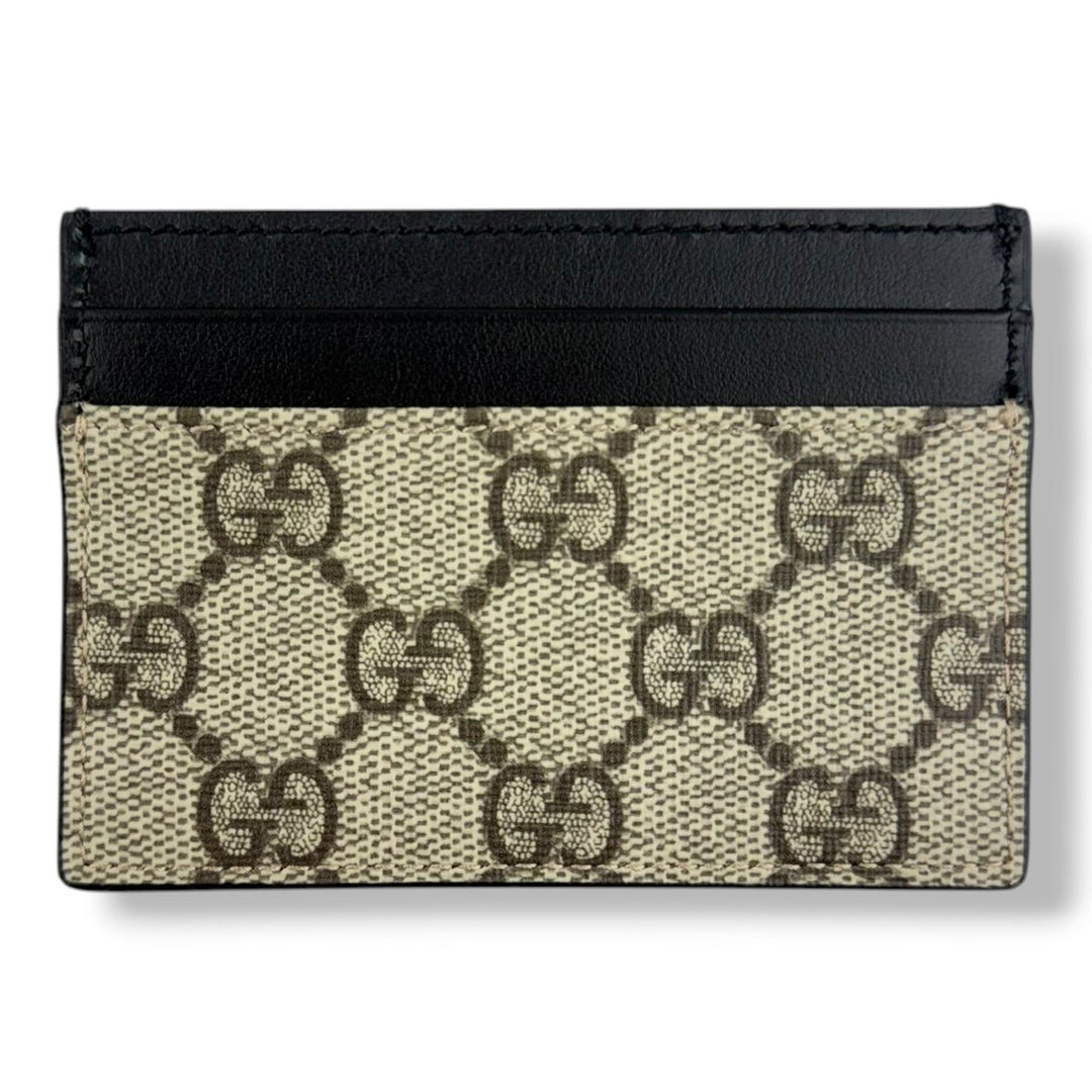 Gucci GG Beige/Black Monogram Leather Cardholder - Lux Central
