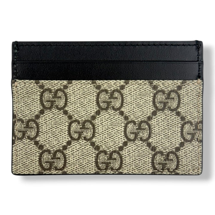 Gucci GG Beige/Black Monogram Leather Cardholder - Lux Central