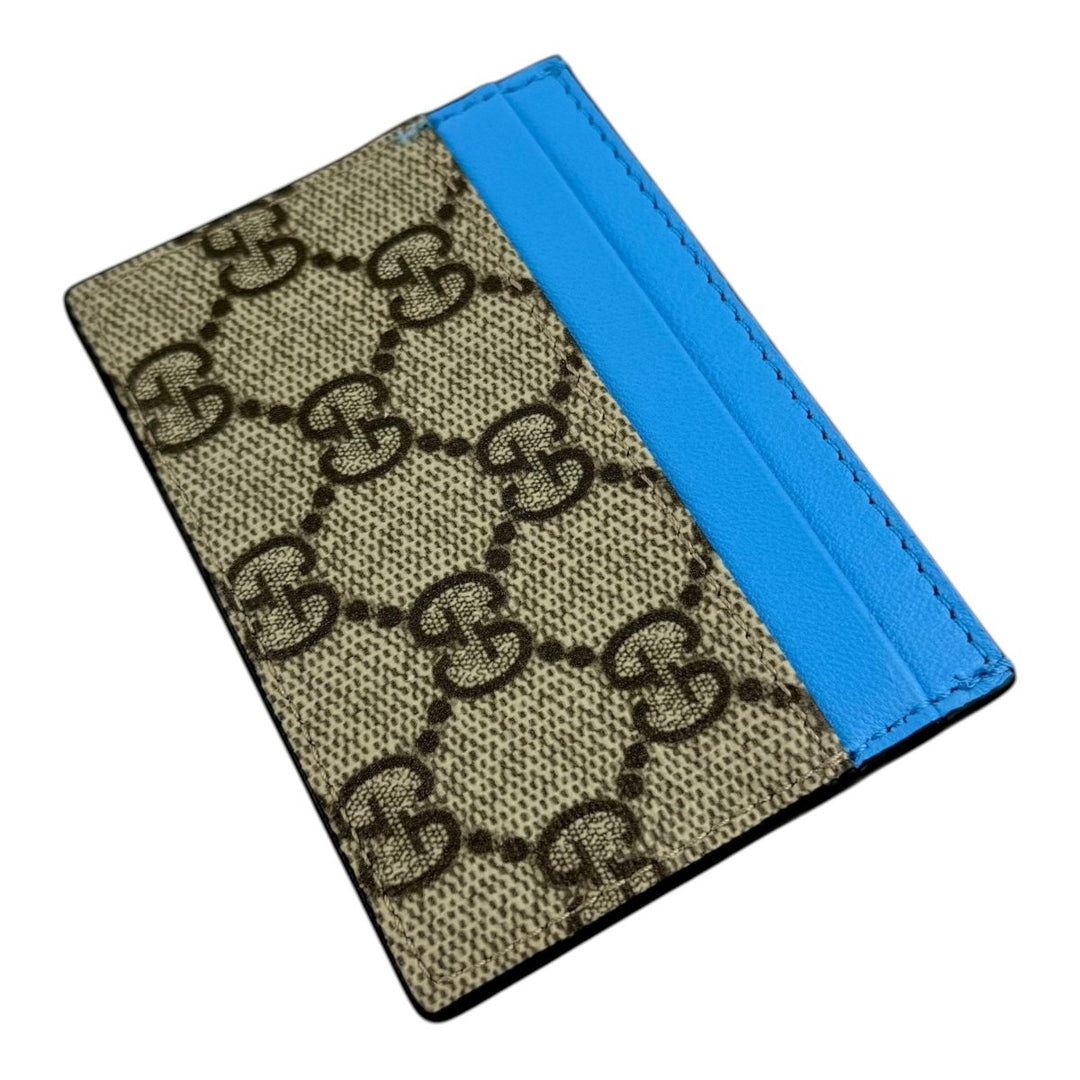 Gucci GG Beige/Blue Monogram Leather Cardholder - Lux Central