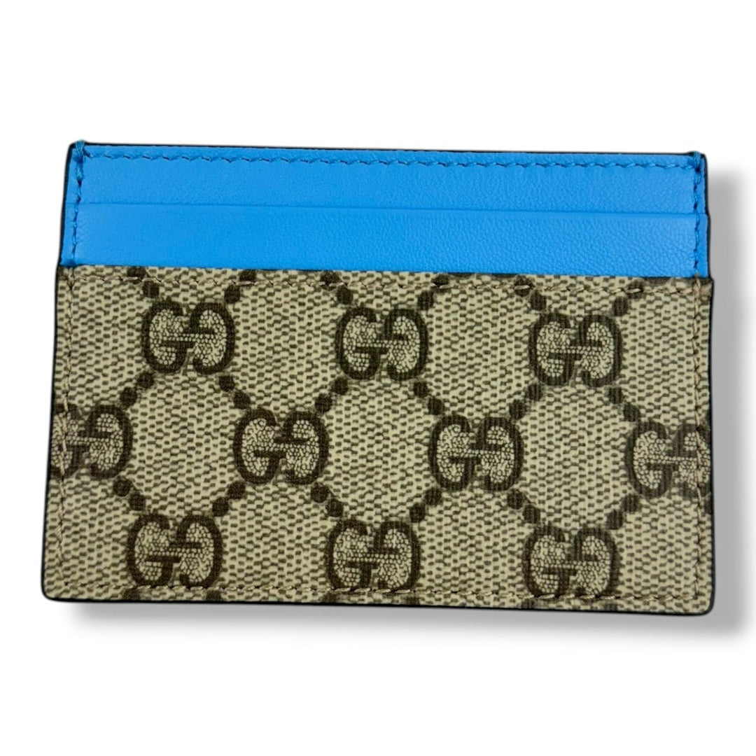 Gucci GG Beige/Blue Monogram Leather Cardholder - Lux Central