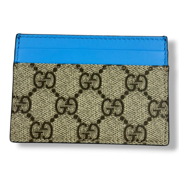 Gucci GG Beige/Blue Monogram Leather Cardholder - Lux Central