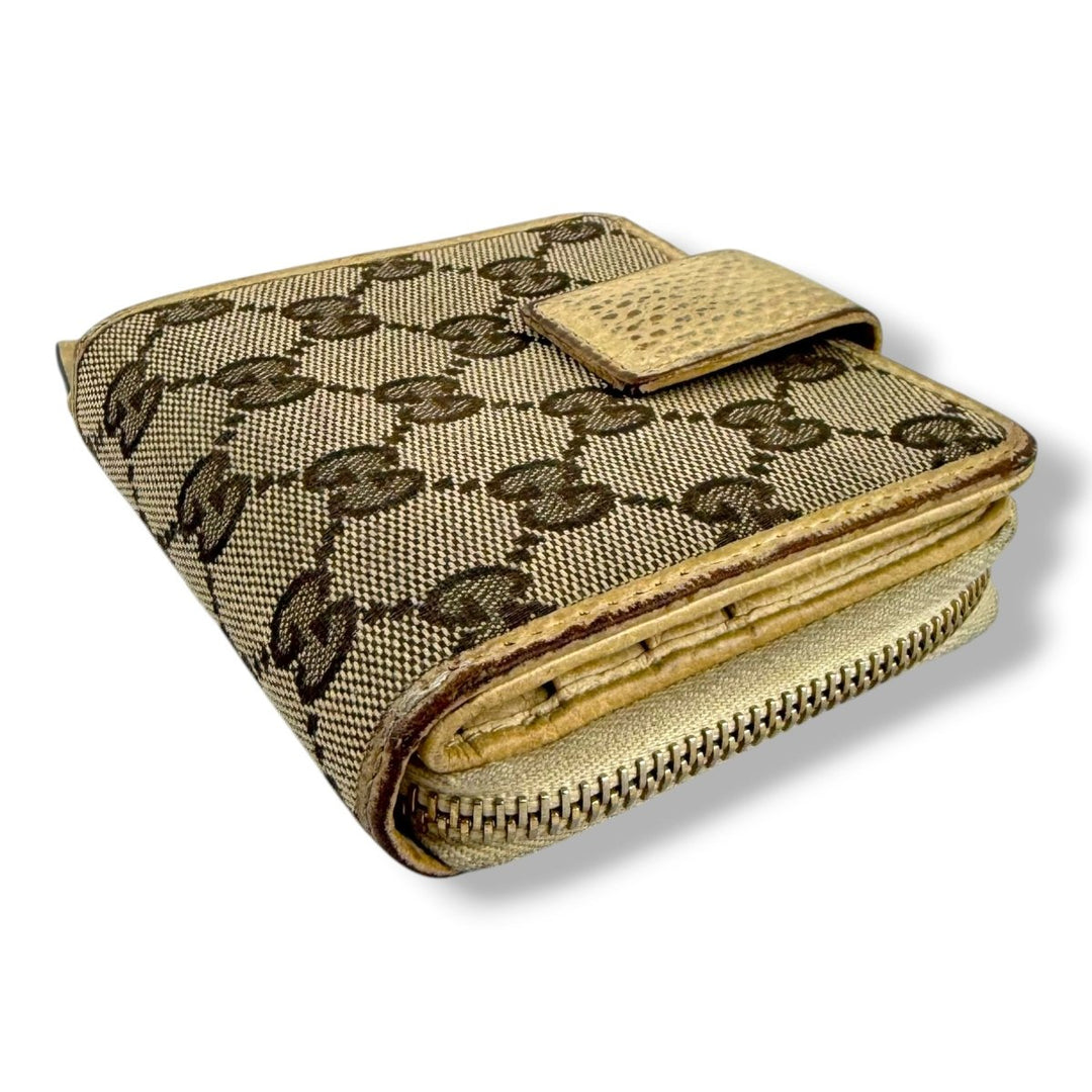 Gucci GG Beige/Brown Monogram Bifold Purse - Lux Central