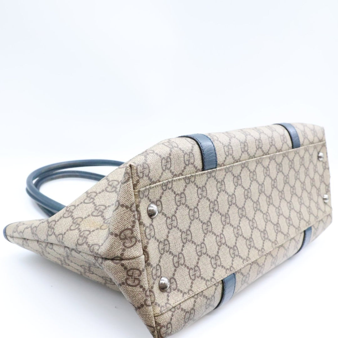 Gucci GG Beige/Cyan Supreme Canvas Tote Bag - Lux Central
