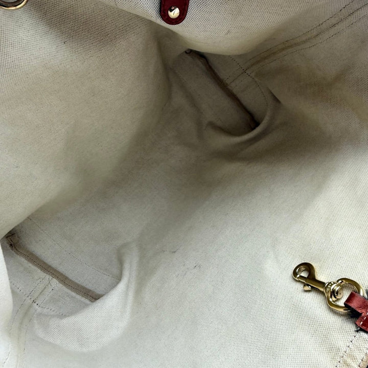 Gucci GG Beige/Gold Monogram Tote Handbag W/ Pouch - Lux Central