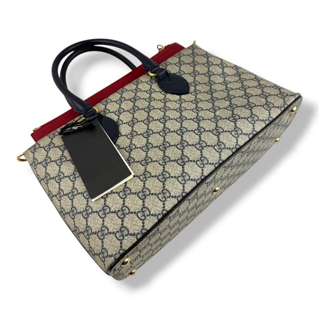 Gucci GG Beige/Navy Supreme Canvas Small Tote Bag - Lux Central