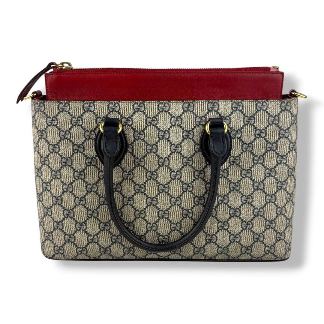 Gucci GG Beige/Navy Supreme Canvas Small Tote Bag - Lux Central