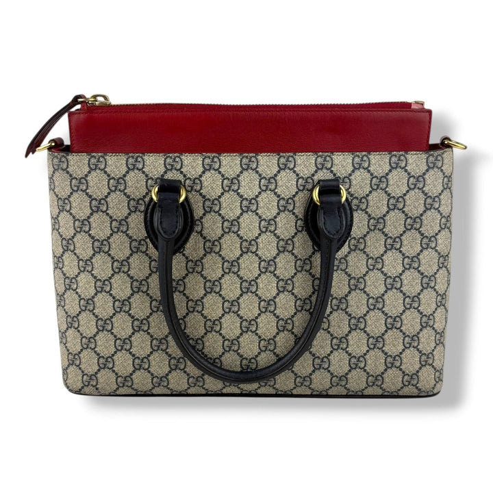 Gucci GG Beige/Navy Supreme Canvas Small Tote Bag - Lux Central