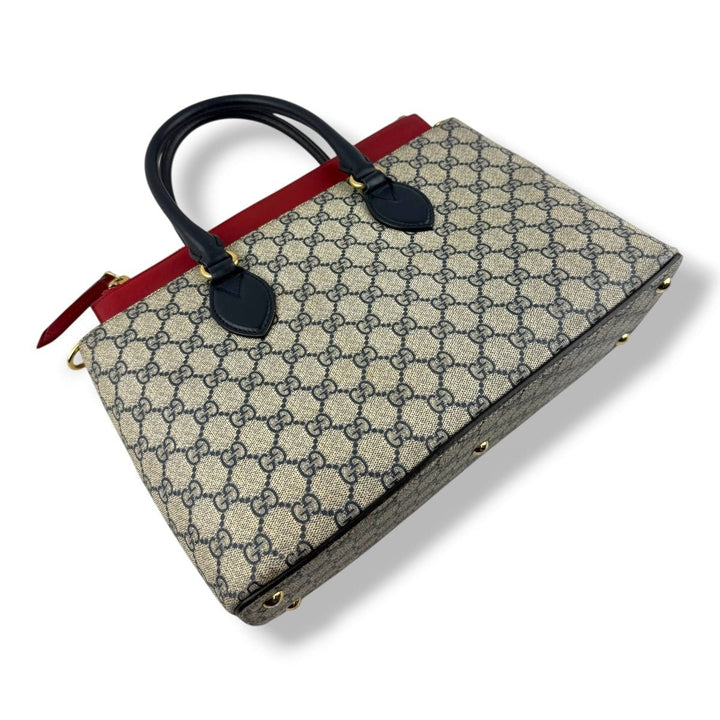 Gucci GG Beige/Navy Supreme Canvas Small Tote Bag - Lux Central
