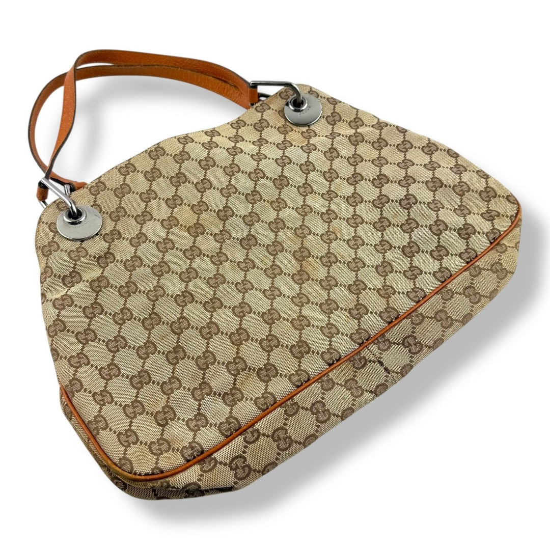 Gucci GG Beige/Orange Canvas Tote Handbag - Lux Central