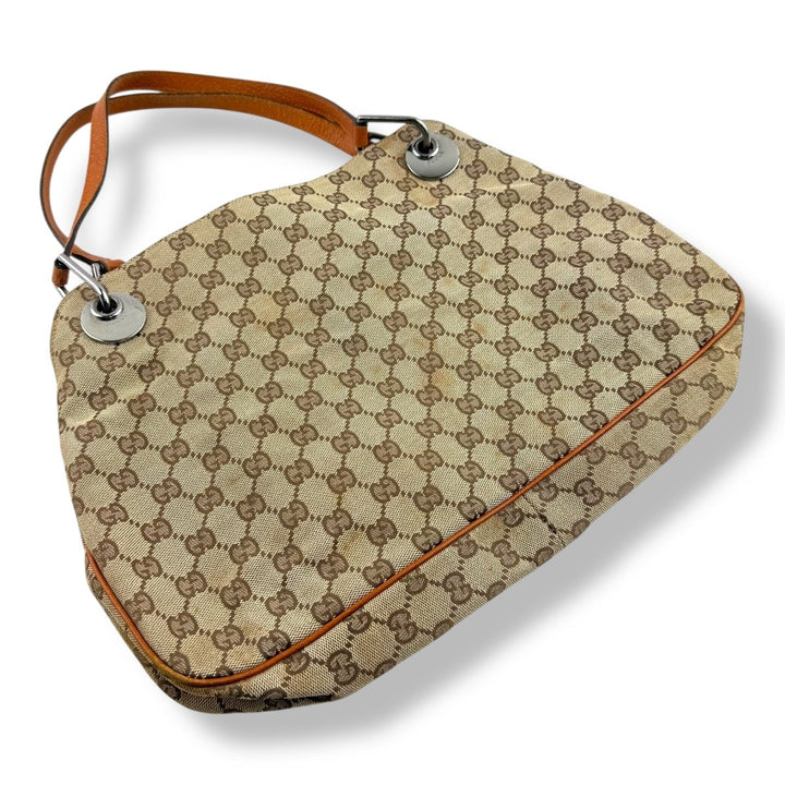 Gucci GG Beige/Orange Canvas Tote Handbag - Lux Central