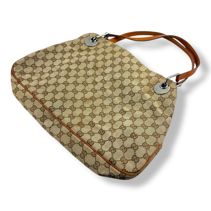 Gucci GG Beige/Orange Canvas Tote Handbag - Lux Central