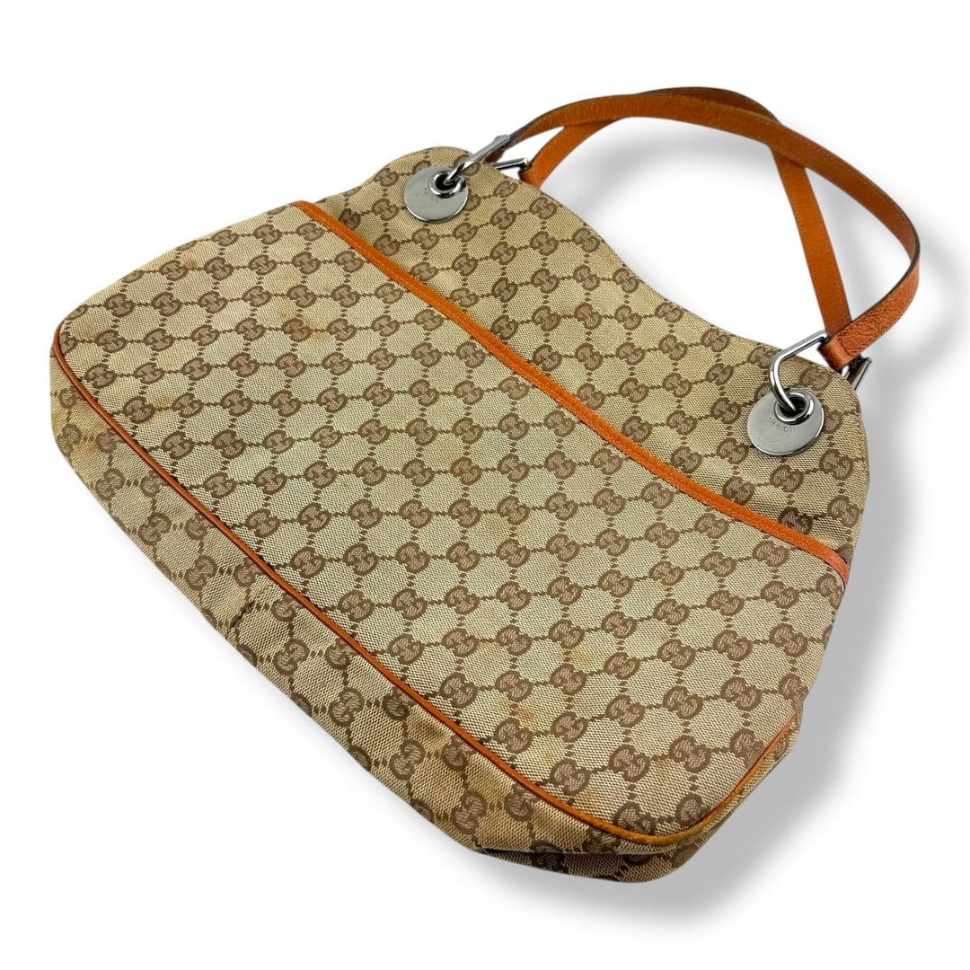 Gucci GG Beige/Orange Canvas Tote Handbag - Lux Central