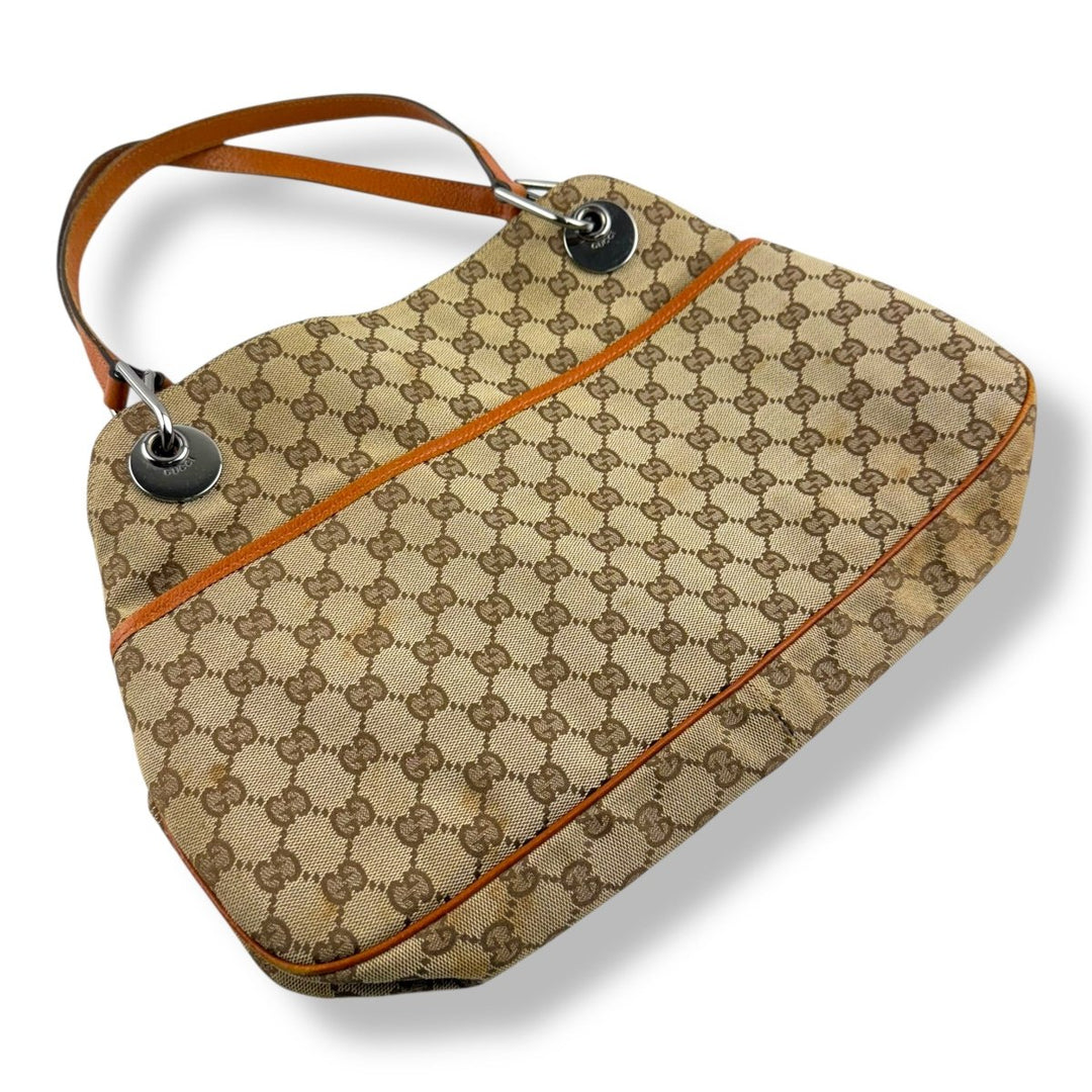 Gucci GG Beige/Orange Canvas Tote Handbag - Lux Central