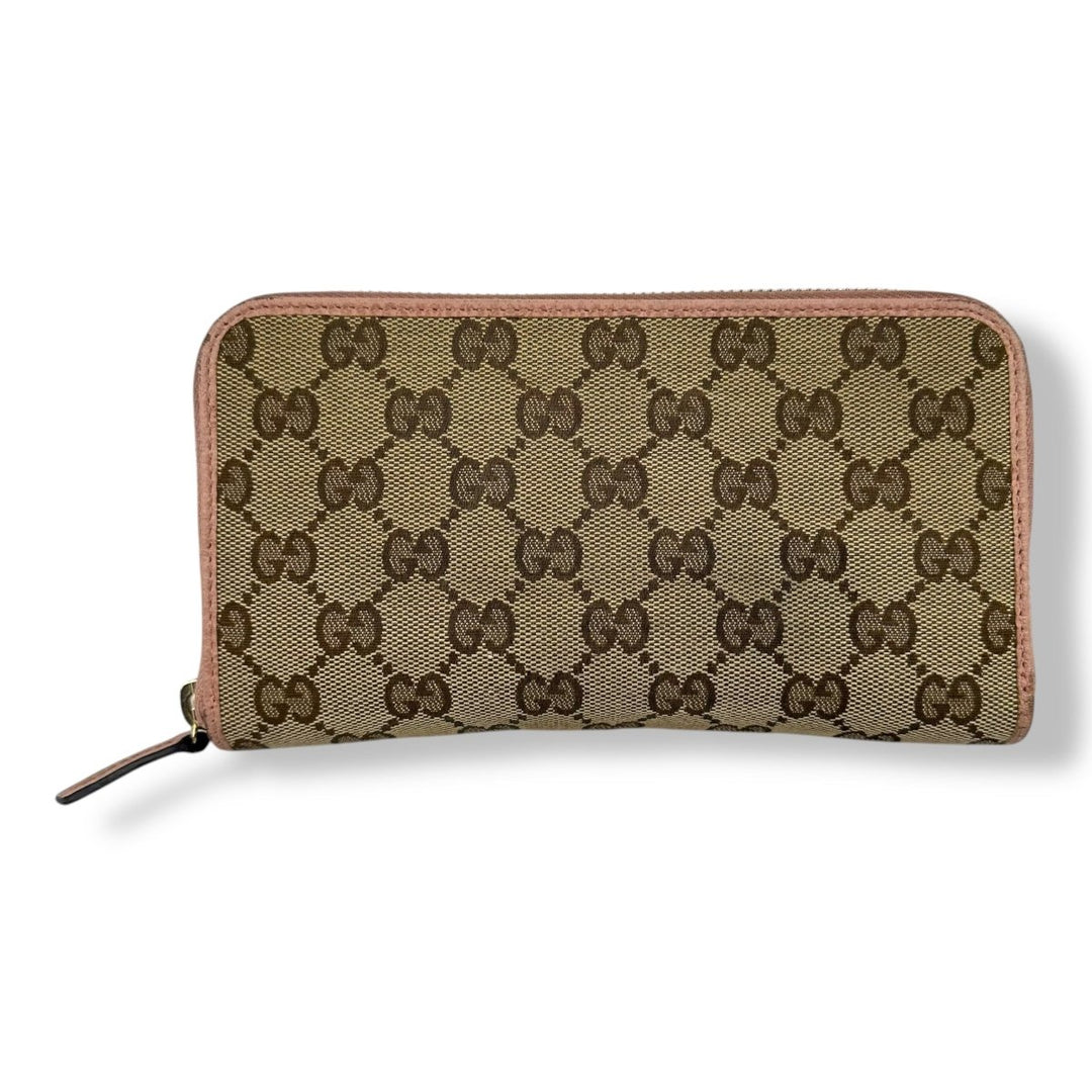 Gucci GG Beige/Pink Monogram Zip Around Purse - Lux Central