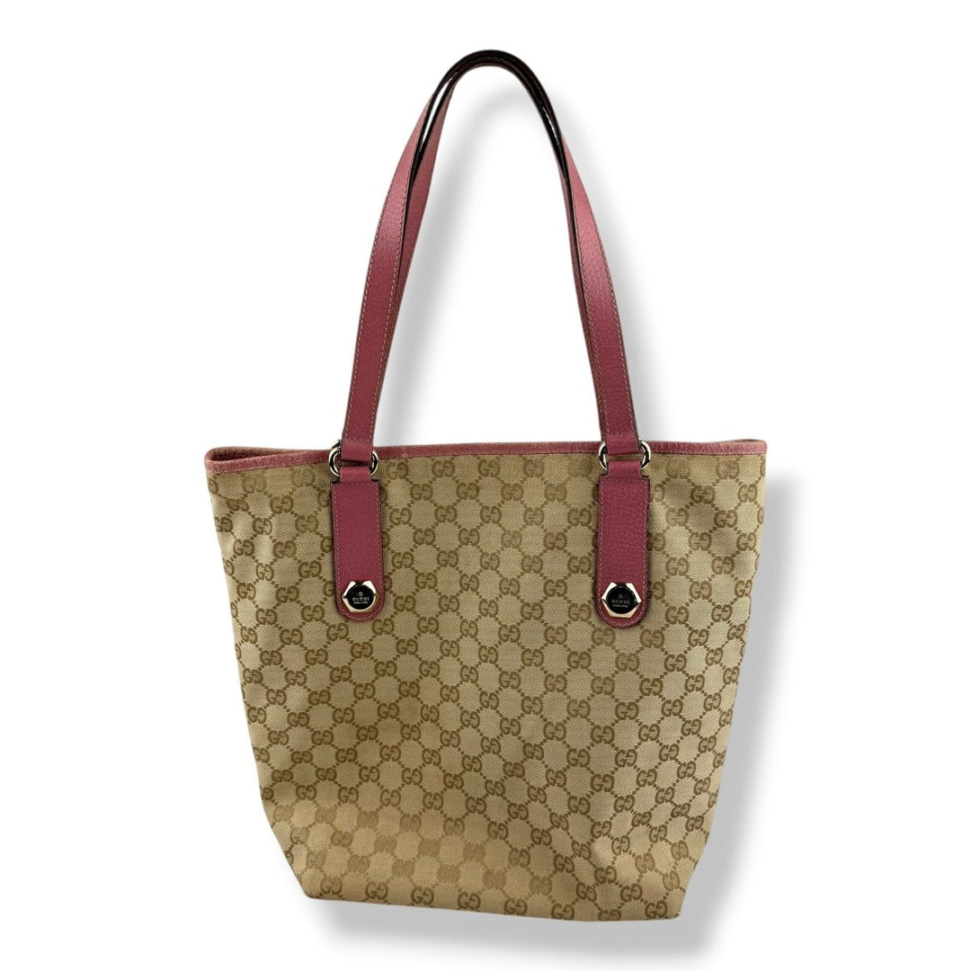 Gucci GG Beige/Pink Supreme Canvas Tote Bag - Lux Central