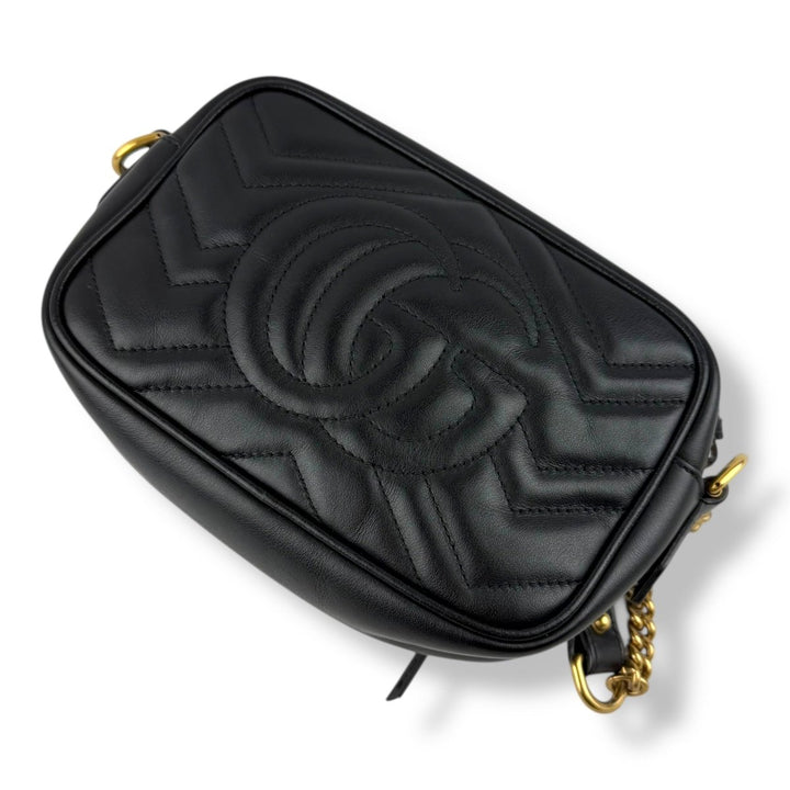 Gucci GG Black Mini Marmont Leather Handbag - Lux Central