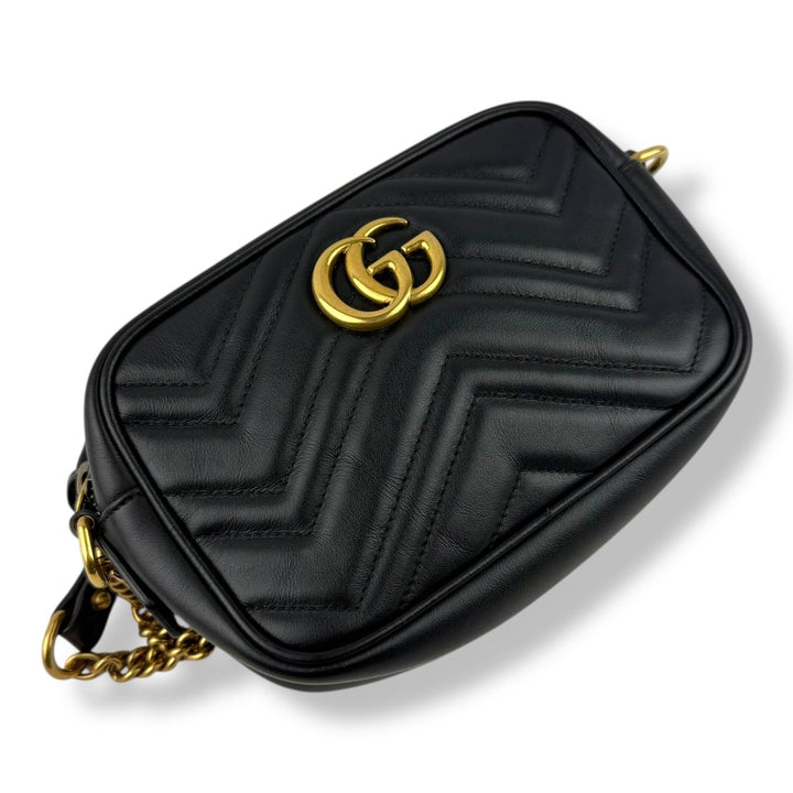 Gucci GG Black Mini Marmont Leather Handbag - Lux Central