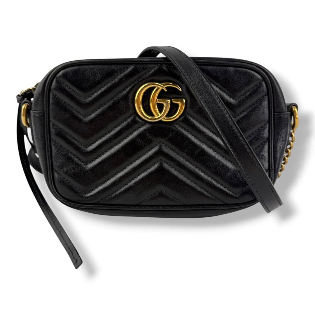 Gucci GG Black Mini Marmont Leather Handbag - Lux Central