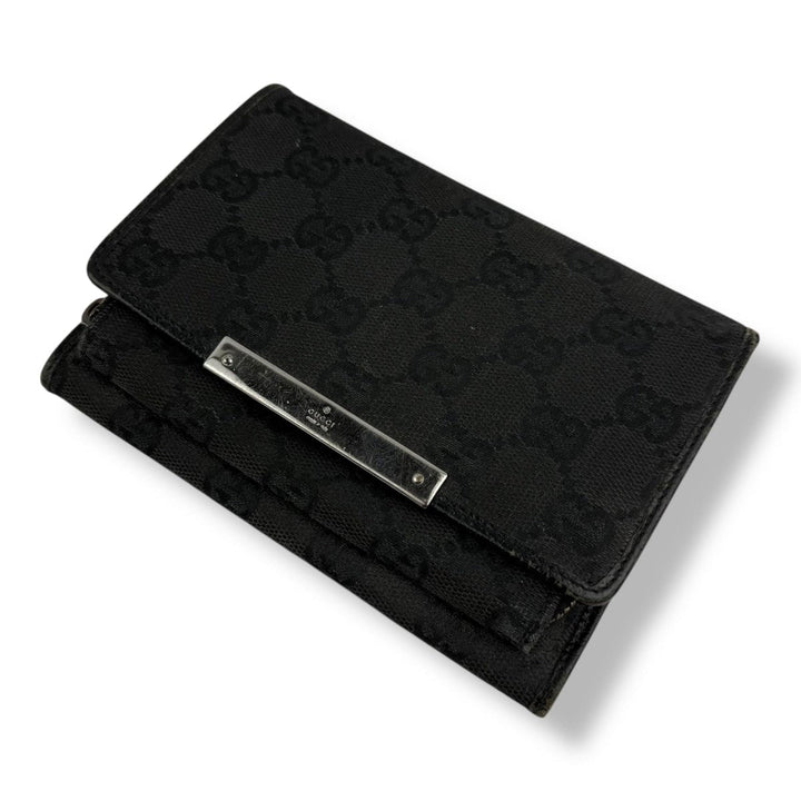 Gucci GG Black Monogram Canvas Clip Purse - Lux Central