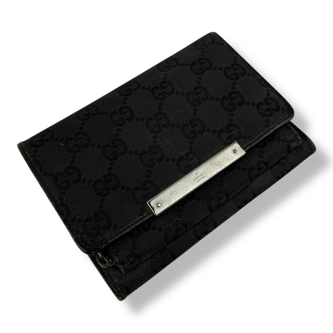 Gucci GG Black Monogram Canvas Clip Purse - Lux Central