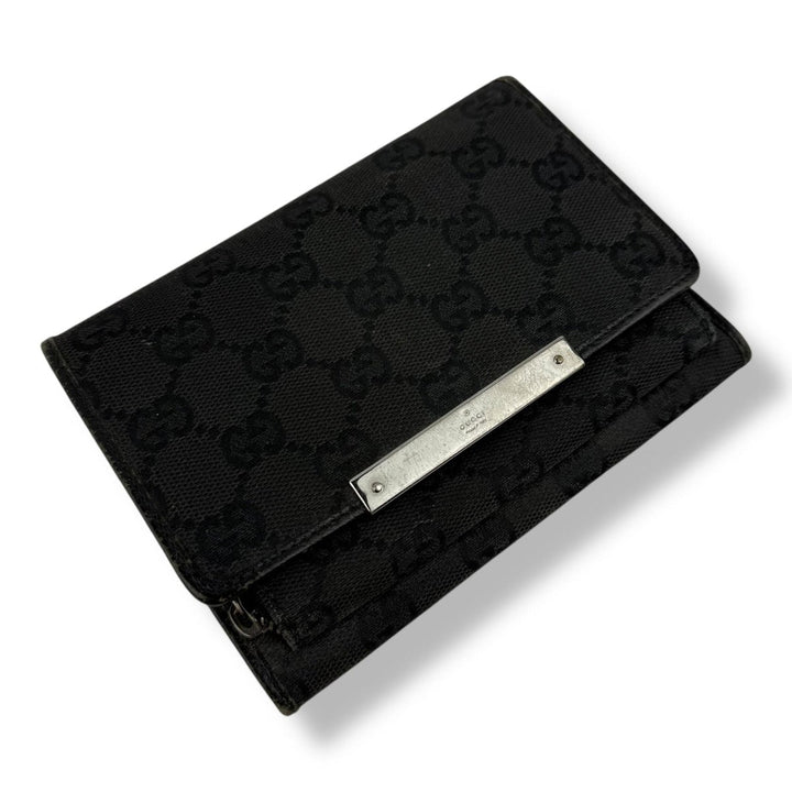 Gucci GG Black Monogram Canvas Clip Purse - Lux Central