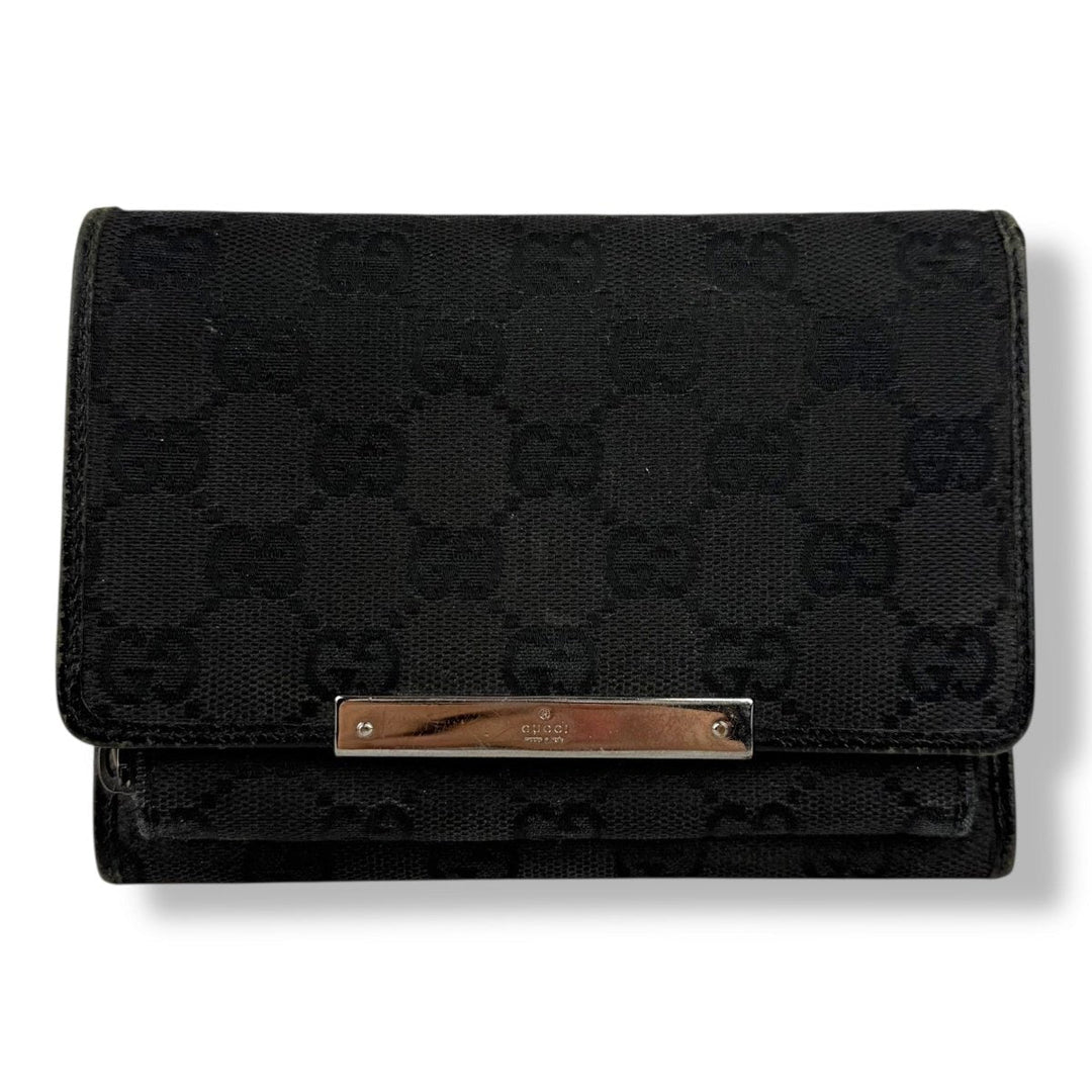 Gucci GG Black Monogram Canvas Clip Purse - Lux Central