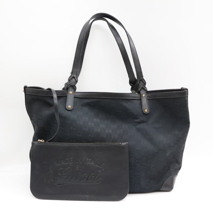 Gucci GG Black Monogram Tote Handbag W/ Pouch - Lux Central