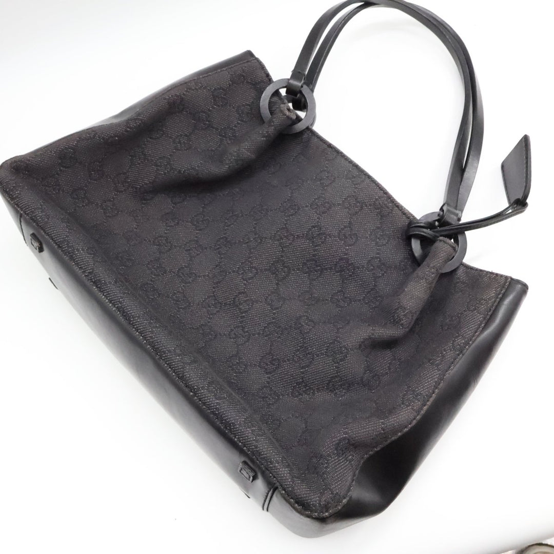 Gucci GG Black Monogram Tote Handbag W/ Pouch - Lux Central