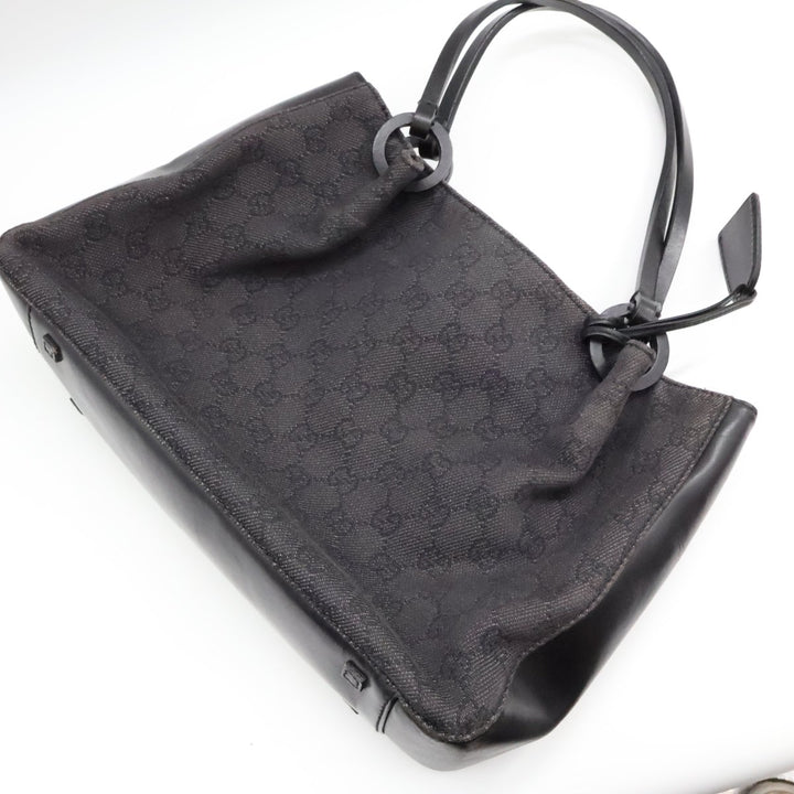 Gucci GG Black Monogram Tote Handbag W/ Pouch - Lux Central