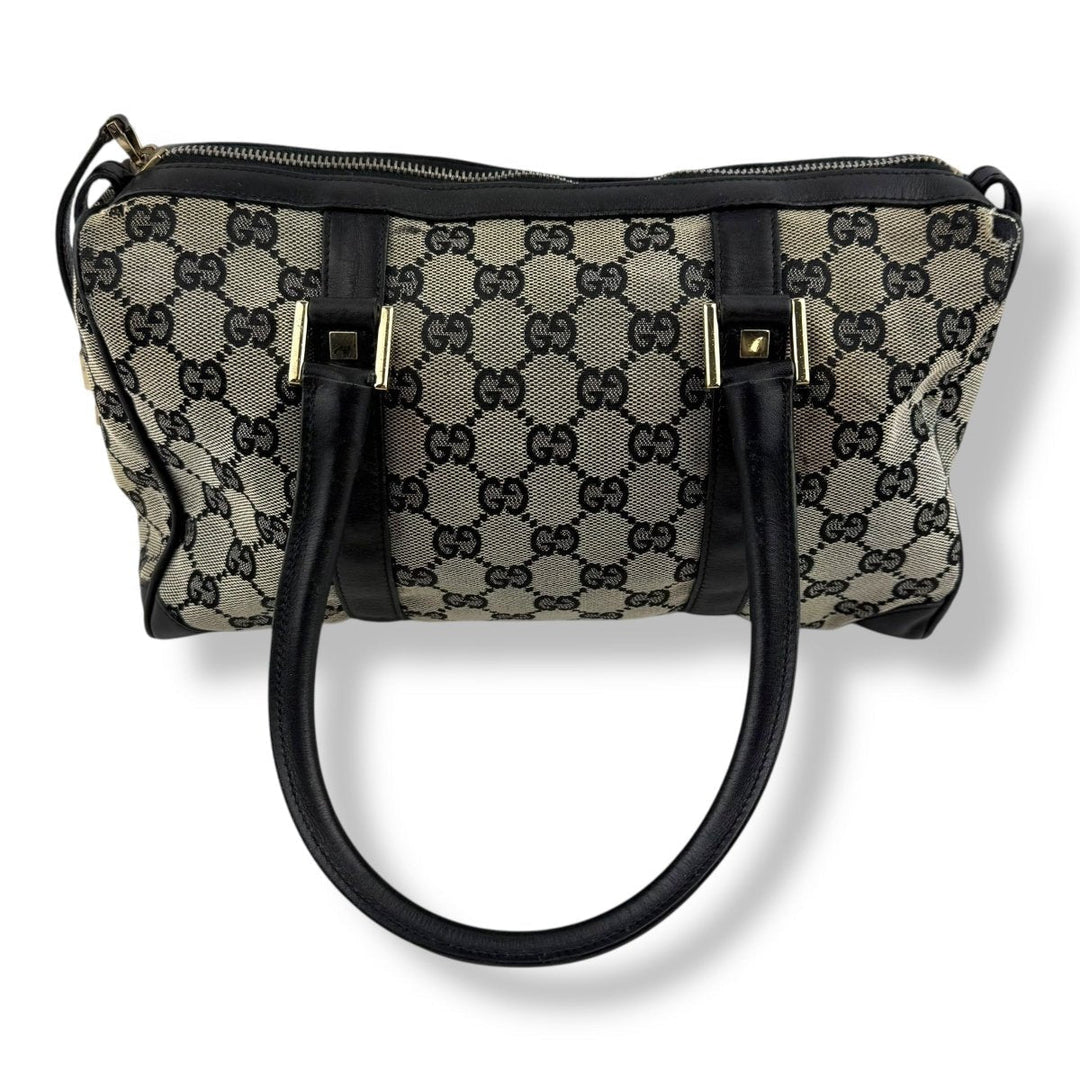 Gucci GG Black/Beige Boston Canvas Bag - Lux Central