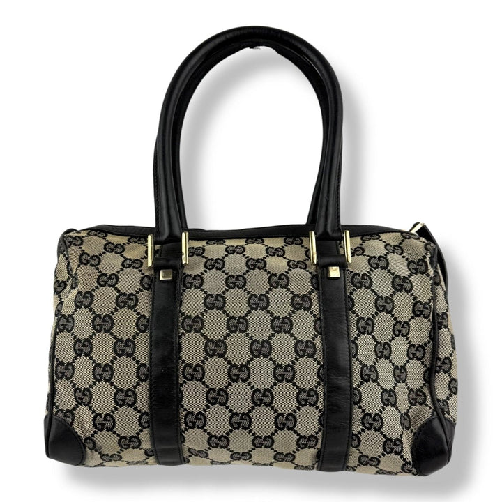 Gucci GG Black/Beige Boston Canvas Bag - Lux Central