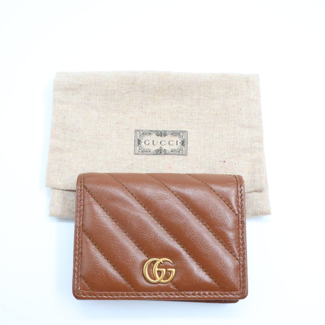 Gucci GG Brown Marmont Card Case Wallet - Lux Central