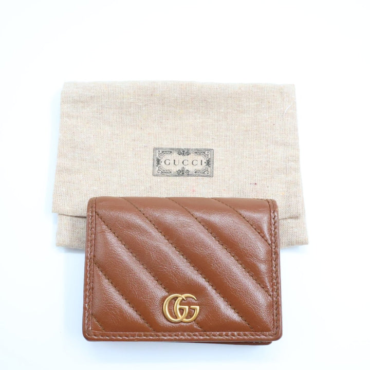 Gucci GG Brown Marmont Card Case Wallet - Lux Central