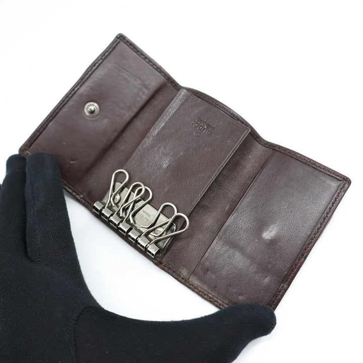 Gucci GG Brown Monogram Leather Key Holder - Lux Central