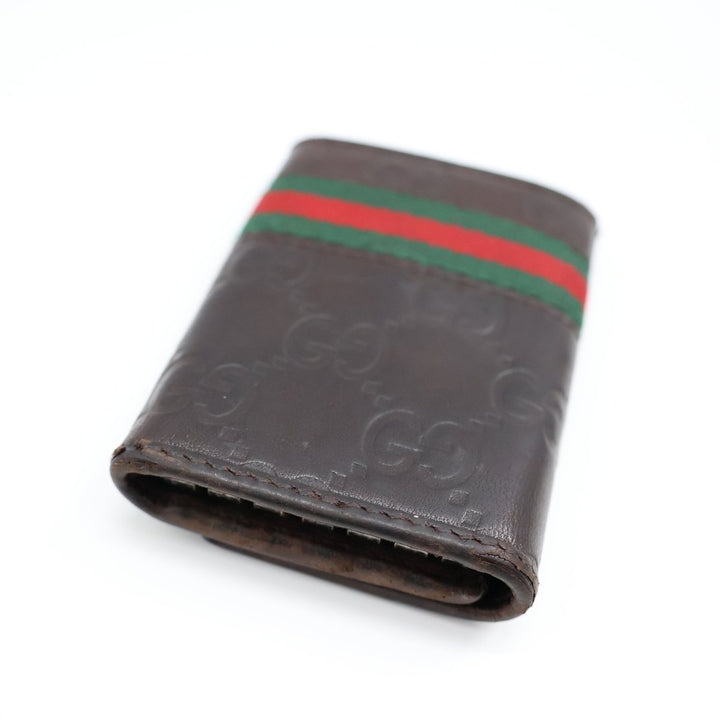 Gucci GG Brown Monogram Leather Key Holder - Lux Central