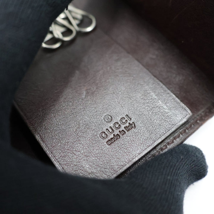 Gucci GG Brown Monogram Leather Key Holder - Lux Central