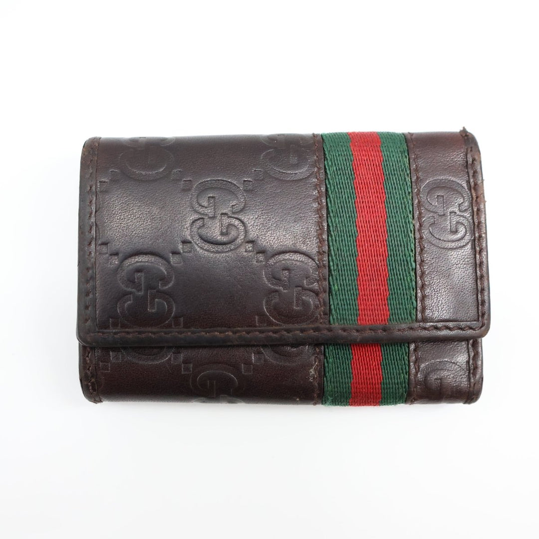 Gucci GG Brown Monogram Leather Key Holder - Lux Central