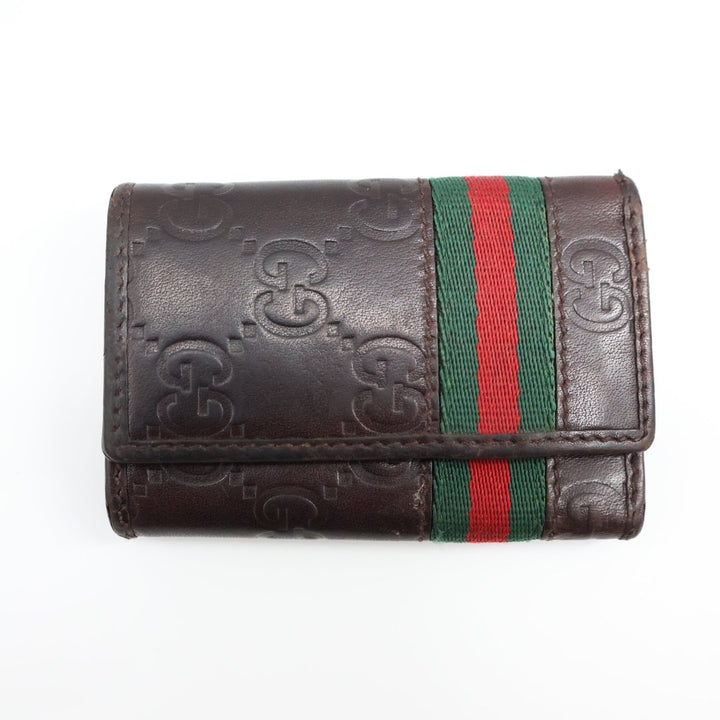 Gucci GG Brown Monogram Leather Key Holder - Lux Central