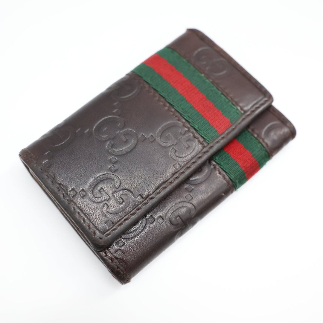 Gucci GG Brown Monogram Leather Key Holder - Lux Central