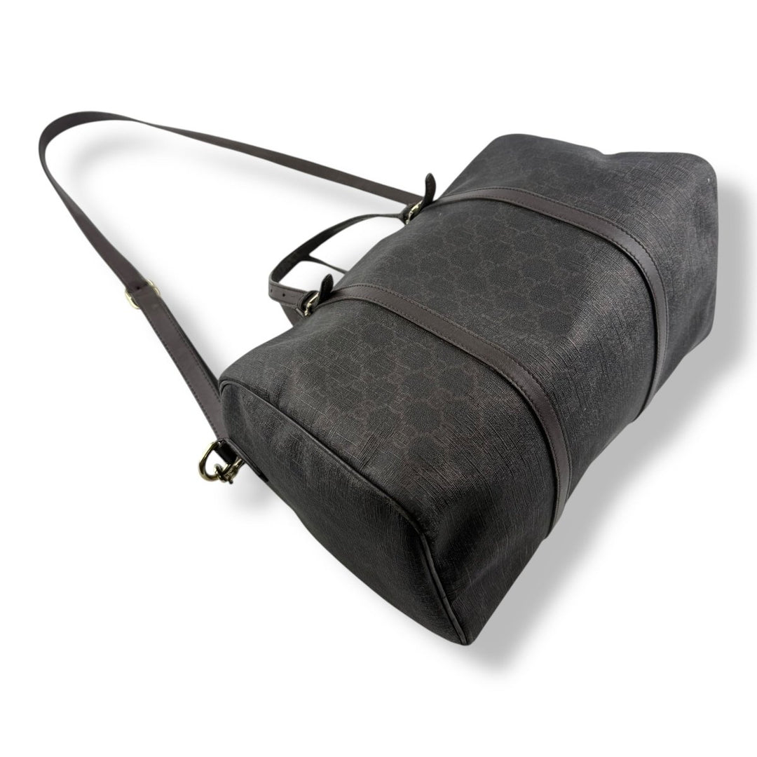 Gucci GG Brown Supreme Boston Medium Bowling Bag - Lux Central