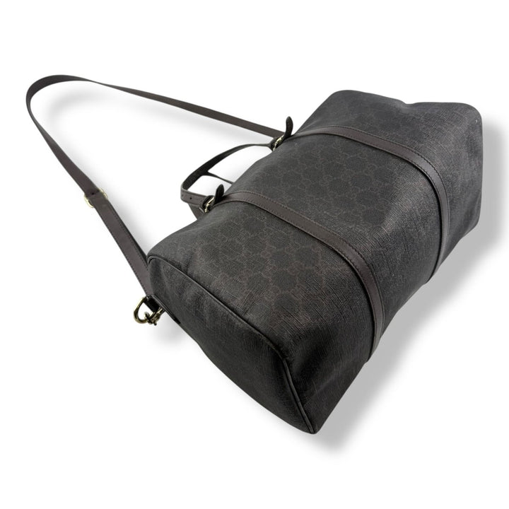 Gucci GG Brown Supreme Boston Medium Bowling Bag - Lux Central