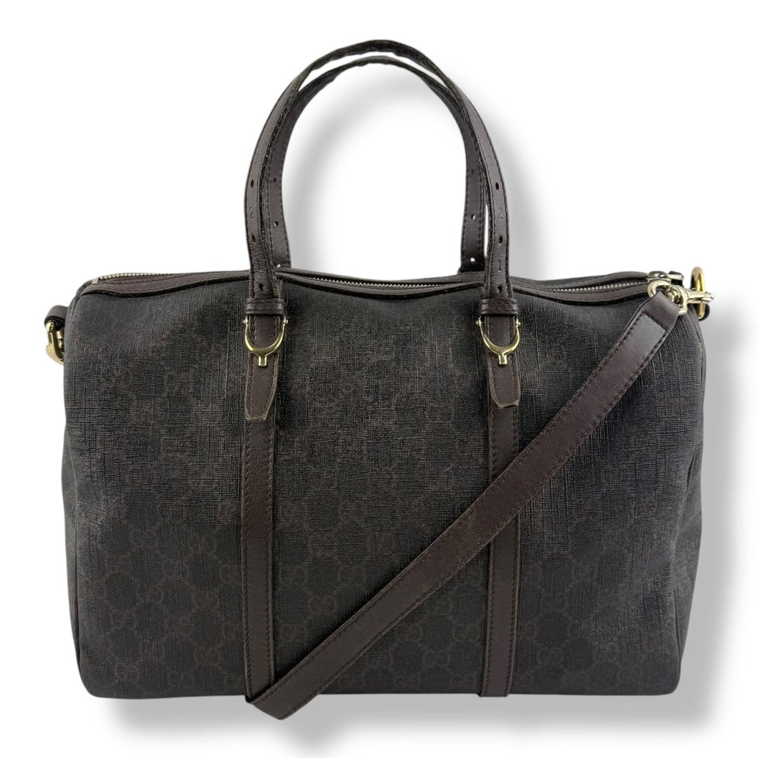 Gucci GG Brown Supreme Boston Medium Bowling Bag - Lux Central