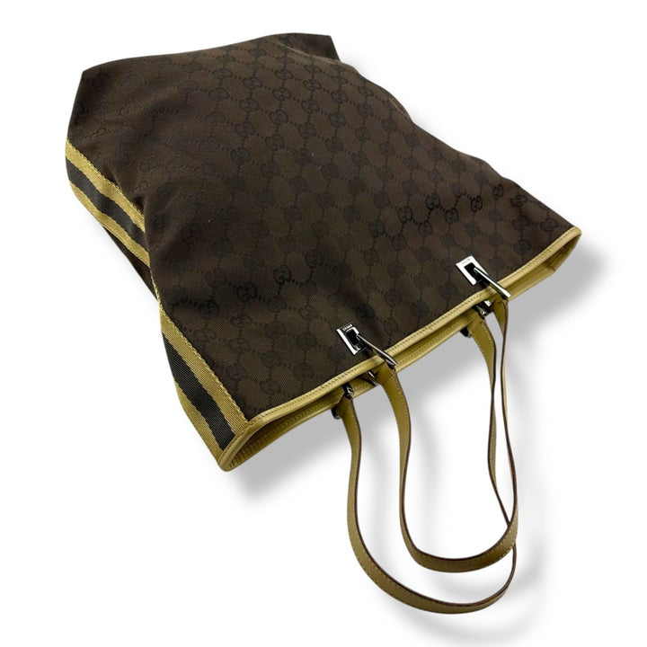 Gucci GG Brown/Beige Bucket Tote Handbag - Lux Central