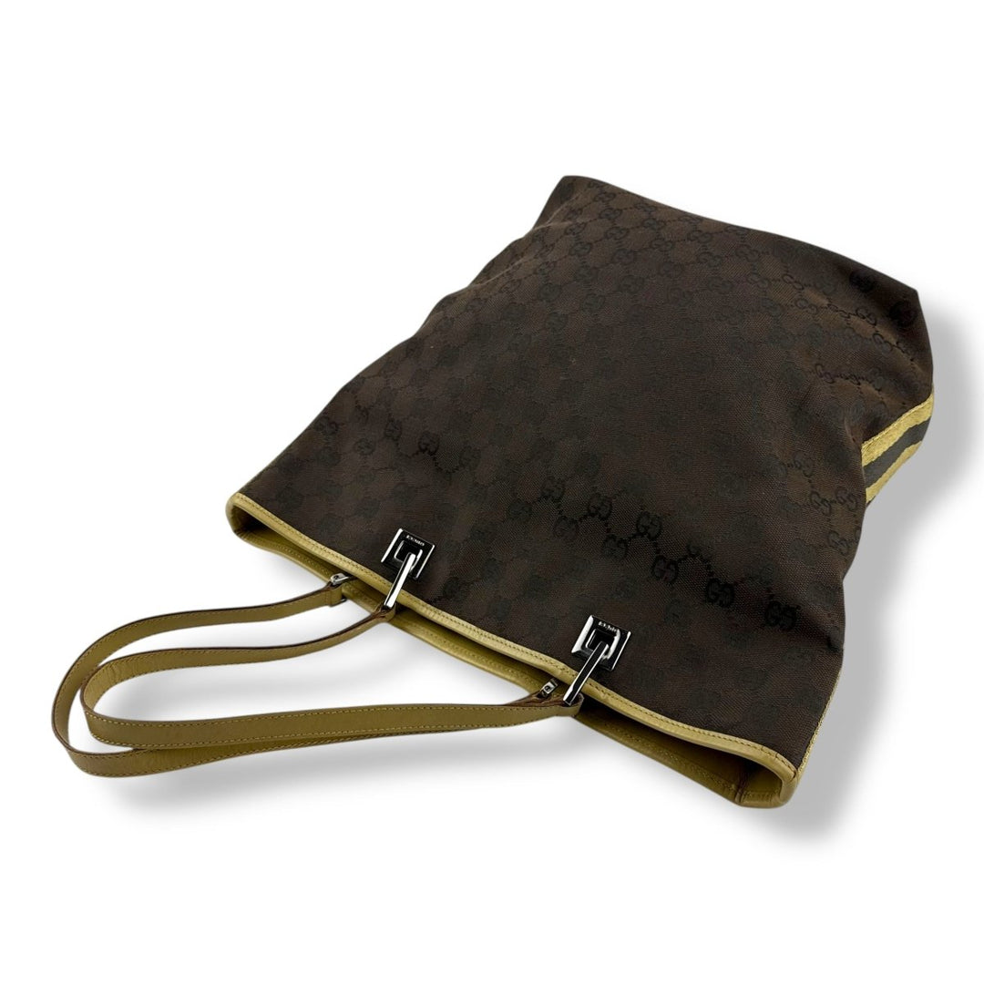 Gucci GG Brown/Beige Bucket Tote Handbag - Lux Central