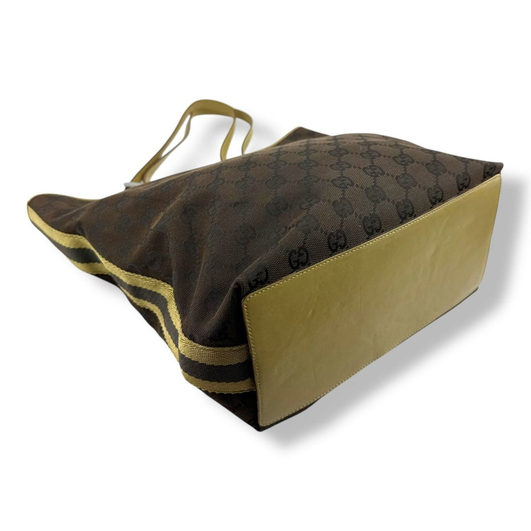 Gucci GG Brown/Beige Bucket Tote Handbag - Lux Central